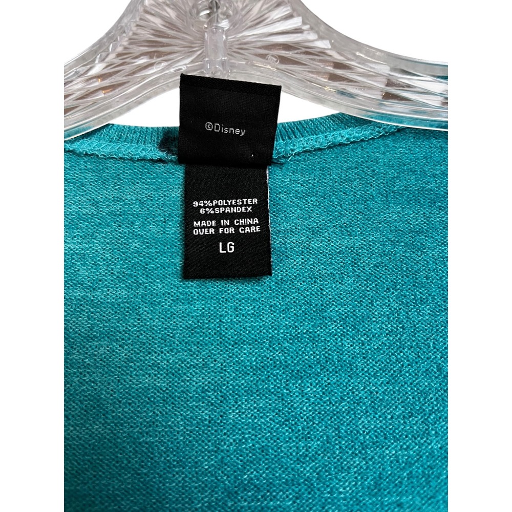 Disney Aladdin Jasmine Genie Teal Draped Open Front Cardigan Large LG Teal Black - Picture 5 of 8